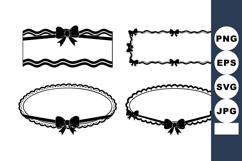 Decorative Black Bow Ribbons Frame Borders Vector Product Image 1