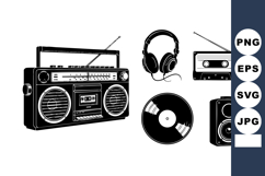 Vintage Audio Equipment Collection Vector Illustration Product Image 1