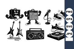 Vintage Hip Hop Music Icons Vector Set Product Image 1