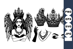 Gothic Woman Angel Wings Crown Necklace Vector Product Image 1