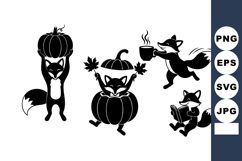 Cute Foxes With Pumpkin Autumn Characters Vector Product Image 1