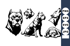 Aggressive Pitbull Dog Howling Growling Vector Illustration Product Image 1