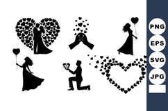 Romantic Couple Silhouettes Heart Love Proposal Product Image 1