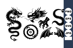 Asian Dragon Vector Parts Wings Silhouette Product Image 1