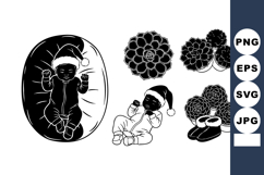 Baby Winter Outfit Santa Hat Mittens Vector Product Image 1