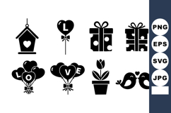 Love Themed Silhouette Vector Set With Birds Product Image 1