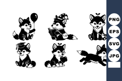 Cute Cartoon Baby Foxes Playing With Balloon Vector Product Image 1