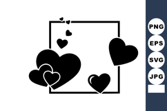 Romantic Heart Frame Decoration Black Silhouette Vector Product Image 1