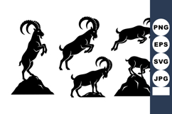 Mountain Goat Silhouette Vector Set Product Image 1