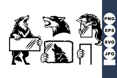 Wolf Vector Illustration Black White Signs Howling Product Image 1
