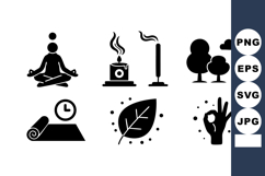 Meditation Yoga Pose Incense Smoke Vector Illustration Product Image 1