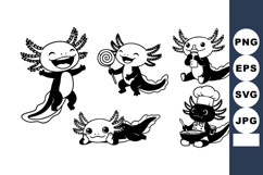 Happy Axolotl Cartoon Chef Playing Eating Vector Product Image 1