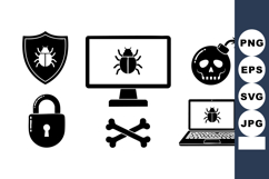Computer Virus Malware Protection Icons Vector Product Image 1
