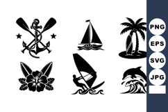 Nautical Tropical Summer Icons Vector Set Product Image 1
