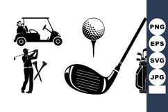 Golf Club Ball Player Golf Bag Cart Vector Illustration Product Image 1