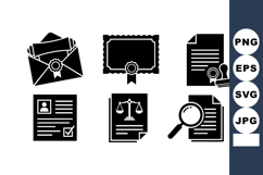 Legal Documents Envelope Certificate Vector Icons Set Product Image 1