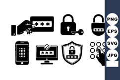 Security Icons Digital Password Protection Vector Product Image 1