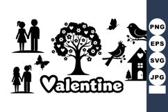 Romantic Valentine Love Tree House Vector Illustration Product Image 1