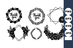 Floral Thank You Wreaths And Frames Vector Set Product Image 1