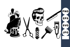 Barber Shop Tools Haircut Scissors Razor Comb Vector Product Image 1