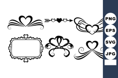 Heart Frame Elements Vector Set With Love Symbols Product Image 1