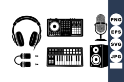 Audio Equipment Headphones Mixer Microphone Vector Product Image 1