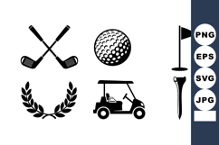 Golf Equipment Ball Clubs Cart Flag Vector Product Image 1