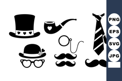 Vintage Gentleman Accessories Hat Pipe Glasses Vector Product Image 1