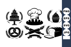 Bakery Logo Collection Cake Cupcake Bread Pretzel Product Image 1