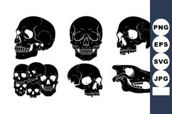 Human Animal Skull Silhouette Vector Collection Detailed Product Image 1
