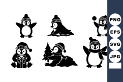 Cute Winter Penguin Vector Set Hats Scarves Gifts Product Image 1