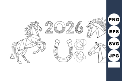 Horse Head Horseshoe 2026 Line Art Vector Product Image 1