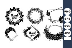 Floral Wreaths and Thank You Frames Vector Set Product Image 1