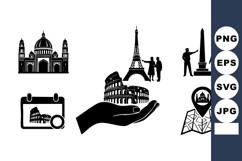 Famous Travel Landmarks Map Vector Illustration Product Image 1