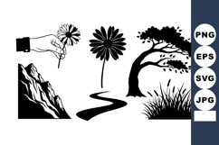 Hand Holding Flower Mountain Tree Vector Illustration Product Image 1