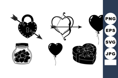Valentine Heart Lock Arrow Bow Gift Vector Product Image 1