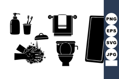 Bathroom Hygiene Icons Hand Soap Toothbrush Vector Product Image 1