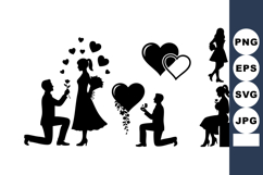 Romantic Couple Silhouette Love Proposal Vector Product Image 1
