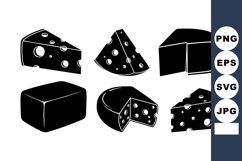 Various Cheese Types Vector Illustration Black White Product Image 1