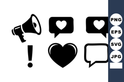 Social Media Icons Heart Love Vector Set Product Image 1