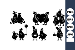 Cute Pear Characters Holding Heart Balloon Vector Product Image 1