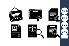Legal Document Certificate Envelope Icons Set Product Image 1