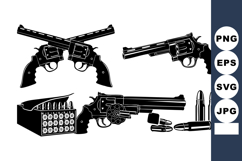 Vintage Western Revolver Gun Bullets Pistols Vector Product Image 1