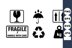Fragile Handle Care Recycling Shipping Icons Set Product Image 1