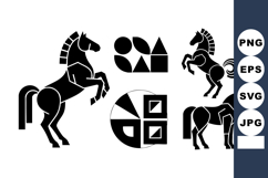 Black Horse Silhouettes Geometric Vector Design Product Image 1