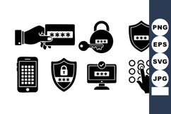Password Security Icons Lock Key Shield Mobile Product Image 1