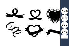 Heart Shapes Ribbons Decorative Elements Vector Illustration Product Image 1