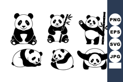 Panda Bear Vector Set With Bamboo Illustrations Product Image 1