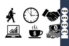 Businessman Briefcase Clock Handshake Icons Product Image 1