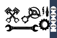 Mechanical Engine Parts Wrench Gear Vector Illustration Product Image 1